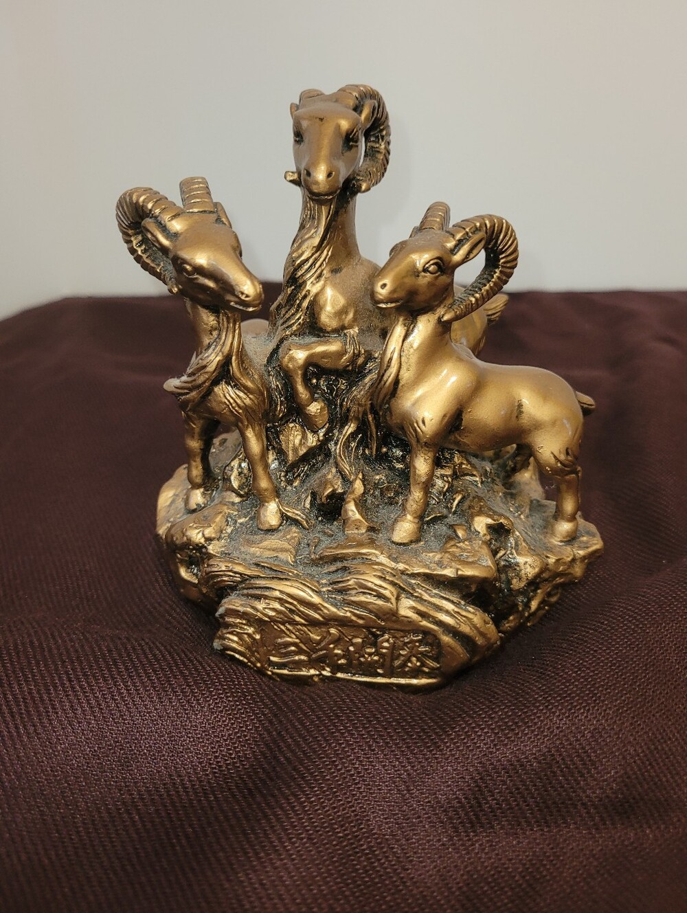 Vintage China Bronze Resin Feng Shui Ram Sculpture